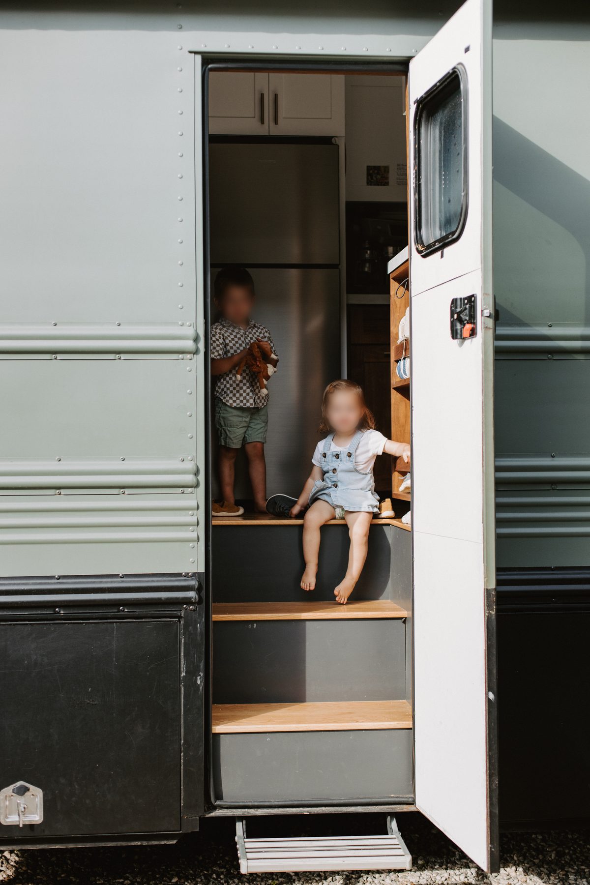 The midship stairway and entry door