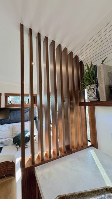Kitchen through the slat wall
