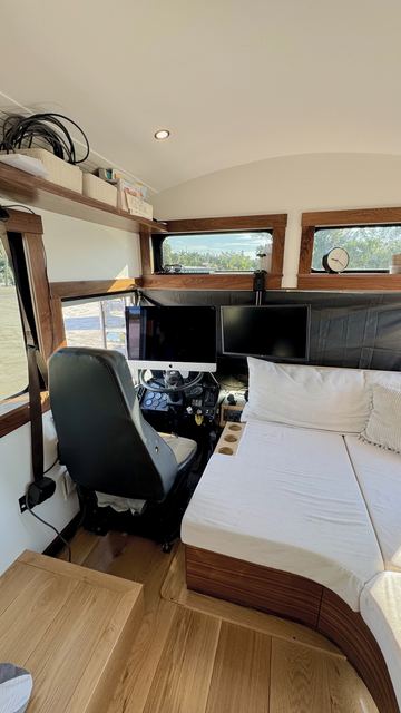 The cockpit, with the rotating driver's seat