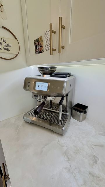 Espresso setup on the marble counter
