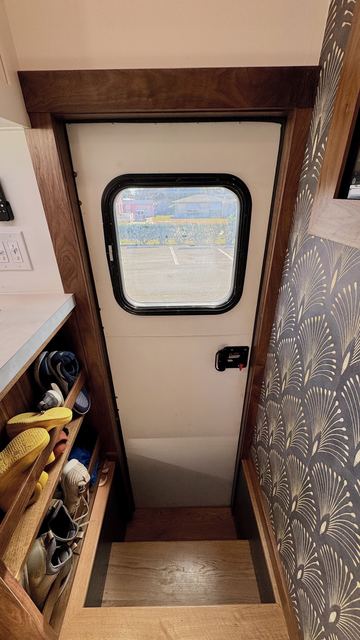 Stairway down to the midship door